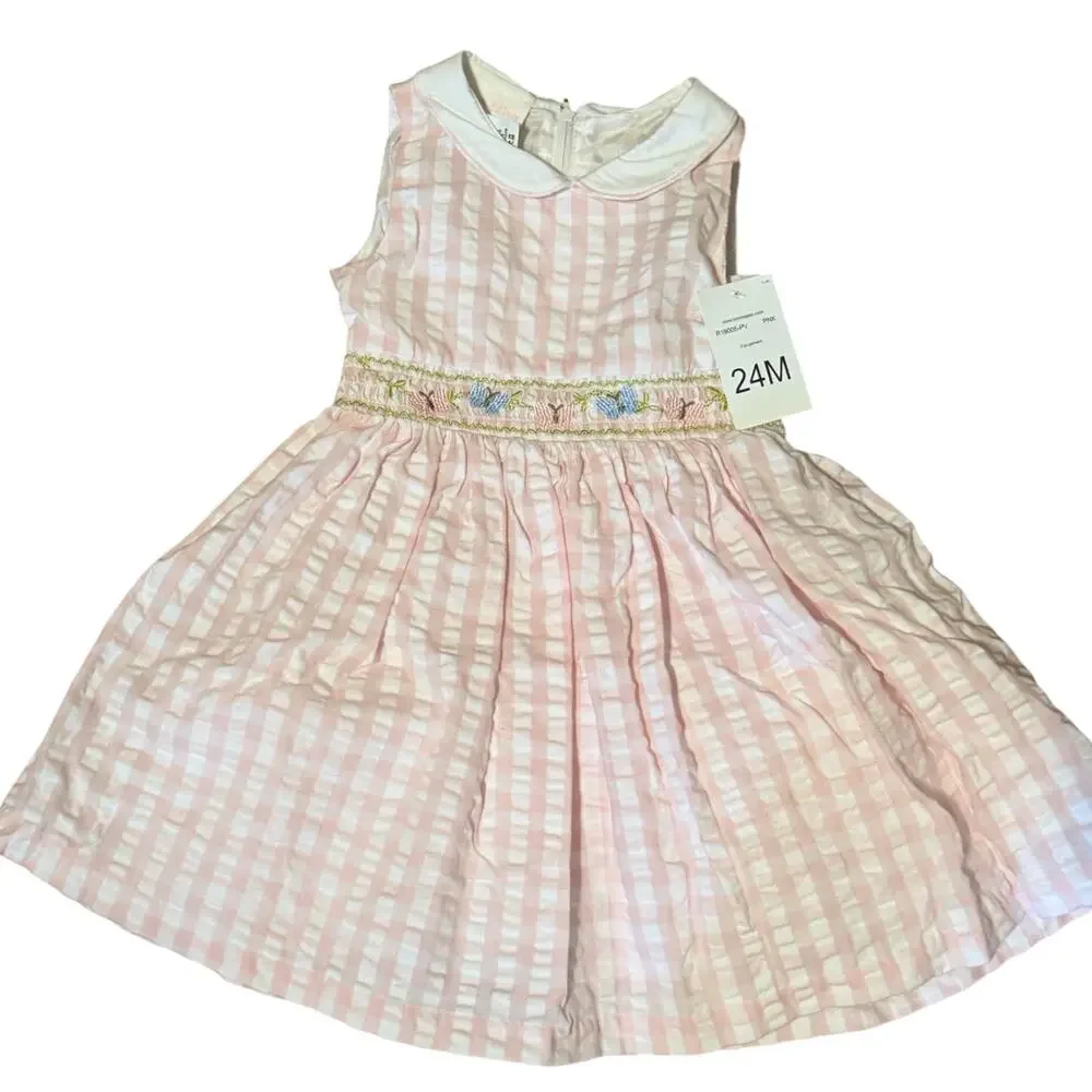 Bonnie Baby | Pink Embroidered Butterfly Dress 24 months NWT